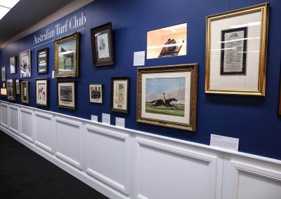 Picture frames on wall Australian Turf Club Heritage Exhibition