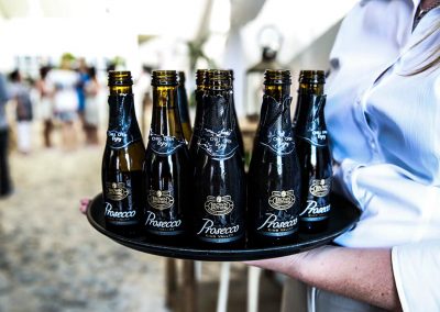 Bottles on plate Brown Brothers Summer of Prosecco Pop-Up Beach Bar