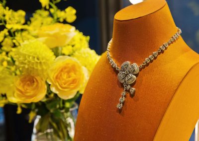Diamond necklace at the Bulgari Fiorever Launch