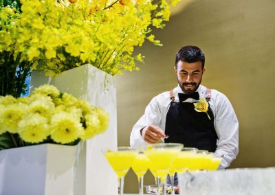 Barman making Marmalade martinis at the Bulgari Fiorever Launch