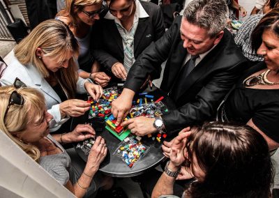 Guests building Lego blocks Credit Union Australia National Business Strategy