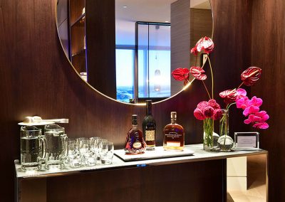 Bar display water cognac and whiskey Crown Resorts One Barangaroo launch