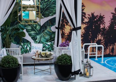 Lounge coffee table display Dual Australia Exhibition Stand - Miami Poolside