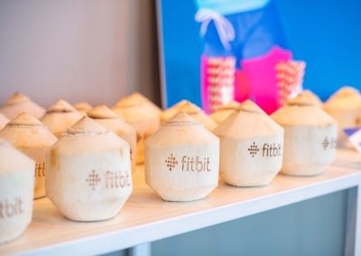 Branded fresh coconuts at the the Free Your Fit FitBit event
