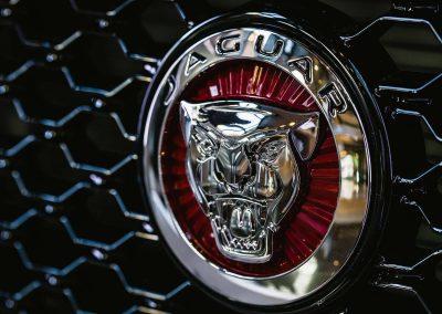 Close up logo on car grill Jaguar XF Australian Launch