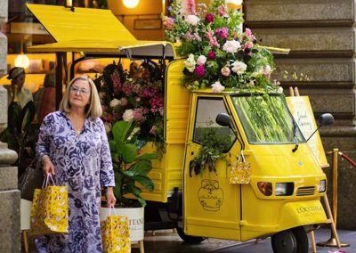 Vintage vehicle decorated for the LOccitance Flagship Store Opening