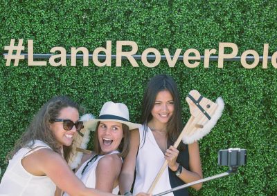 3 female models posing Land Rover Polo Club for Polo in the City English Polo Garden