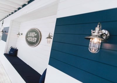 Land Rover logo on wall Polo Club for Polo in the City Hamptons Polo Club