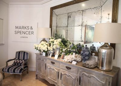 Display chair dresser lamp flower arrangements Marks & Spencer Australian Online Store launch
