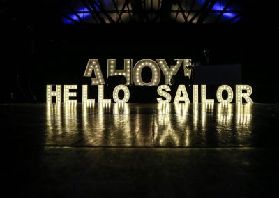 Light display letters Mirvac Christmas Party Ahoy Sailor Nautical