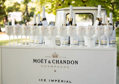 Bottles goblets display pop up Moet Dinner en Blanc National Sponsorship Activation
