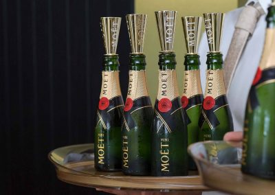 Display champagne bottles Moet Spring Champion Stakes Day VIP Corporate Hospitality Lounge