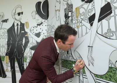 Guest drawing on wall Moet Spring Champion Stakes Day VIP Corporate Hospitality Lounge