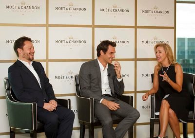 Guests talking to Roger Moet et Chandon Tribute to Roger Federer event