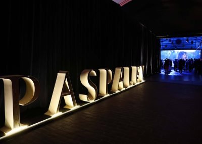 Venue entrance with light display at the Paspaley Megisti Collection launch
