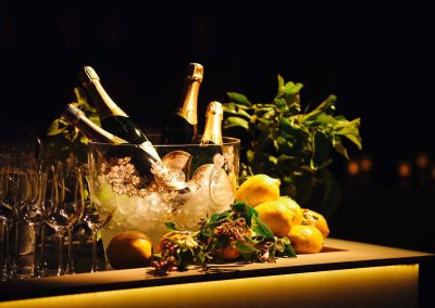 Champagne bottles on ice at the Paspaley Megisti Collection launch