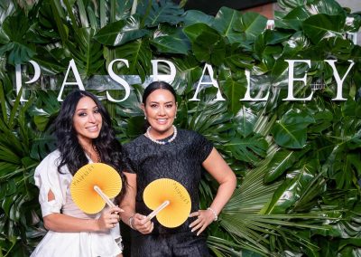 Lydia Schiavello and friend on the red carpet at the Paspaley Monsoon Collection Launch