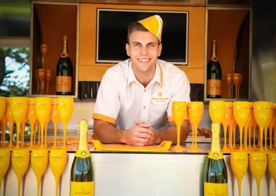 Bartender goblets champagne Paspaley Polo in the City Series Australia