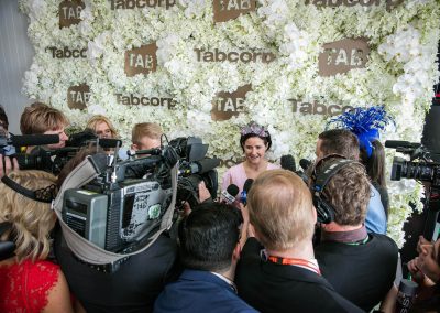 Media interviewing guest Tabcorp Birdcage Marquee Alfresco Cafe