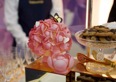 Sugar flowers with butterfly at the Tabcorp Birdcage Marquee