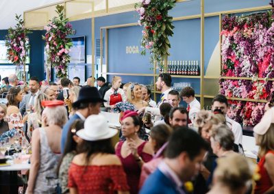 Guests talking Tabcorp Birdcage Marquee The Winning Moment
