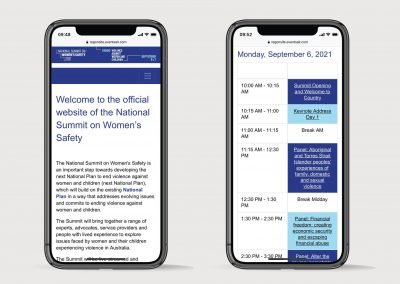 Registration mobile view of virtual summit on Women's Safety